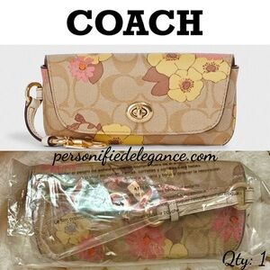NEW Coach Floral Cluster Print Coated Canvas Light Khaki Multi Sunglass Case